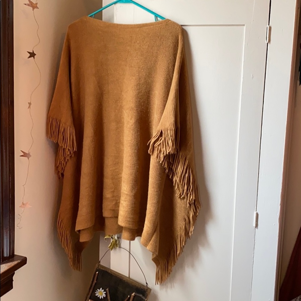 Brown poncho shawl